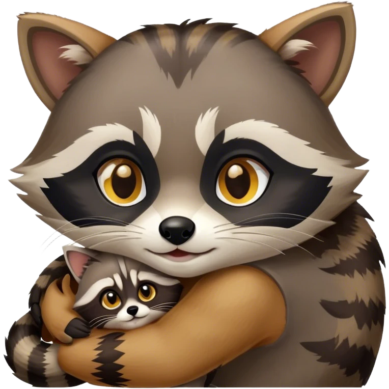 Raccoons and cats hugging each other  emoji