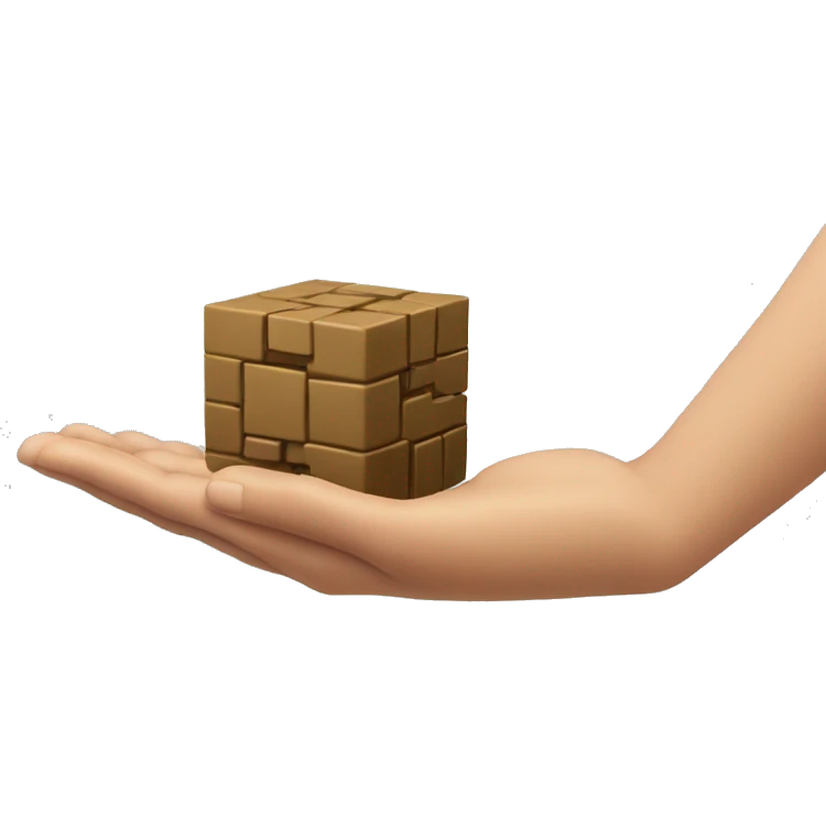 grabbing and placing a cube emoji