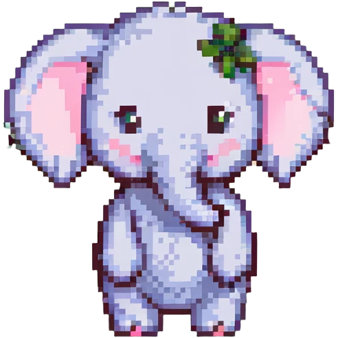 Elefantuchi coconuchi, standing pose, simple background, pastel palette emoji