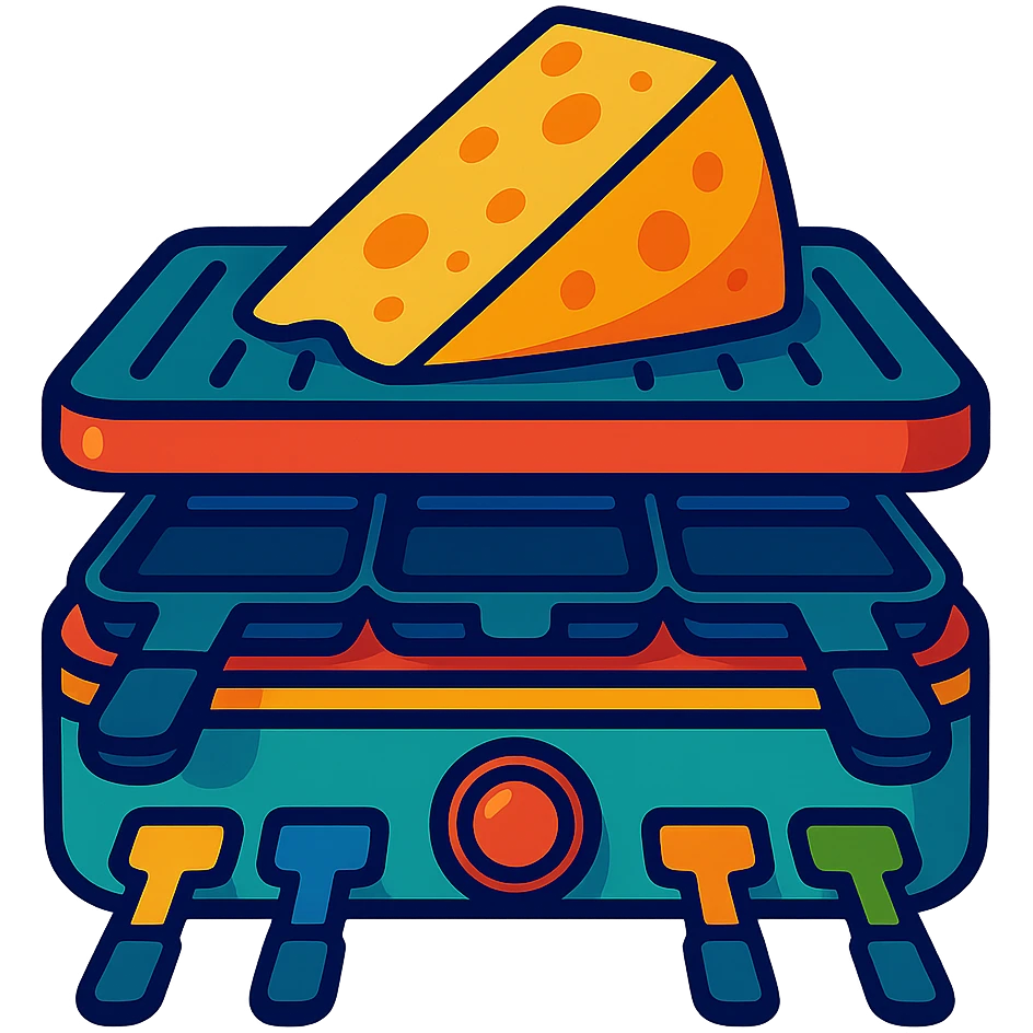 appareil à raclette, style cartoon coloré, vue de face emoji