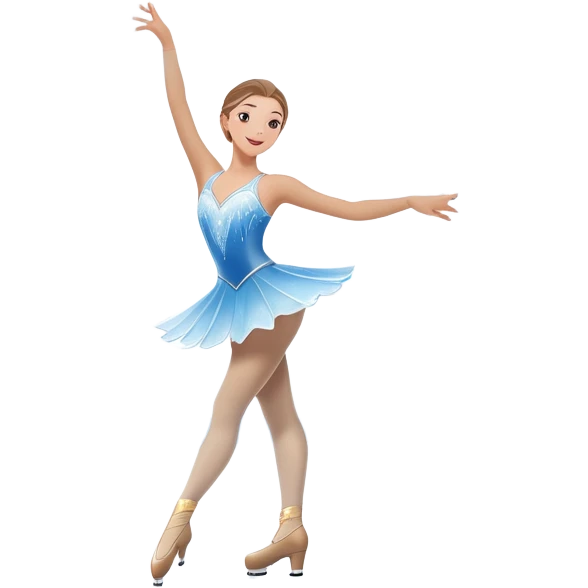 An icon showing The rink is illuminated by soft light beams, with cheering spectators in the stands. Snowflakes gently fall, adding to the magical atmosphere. a graceful figure skater performing a spin on the ice in a grand ice palace. Transparent background highlights elegance and artistry. emoji