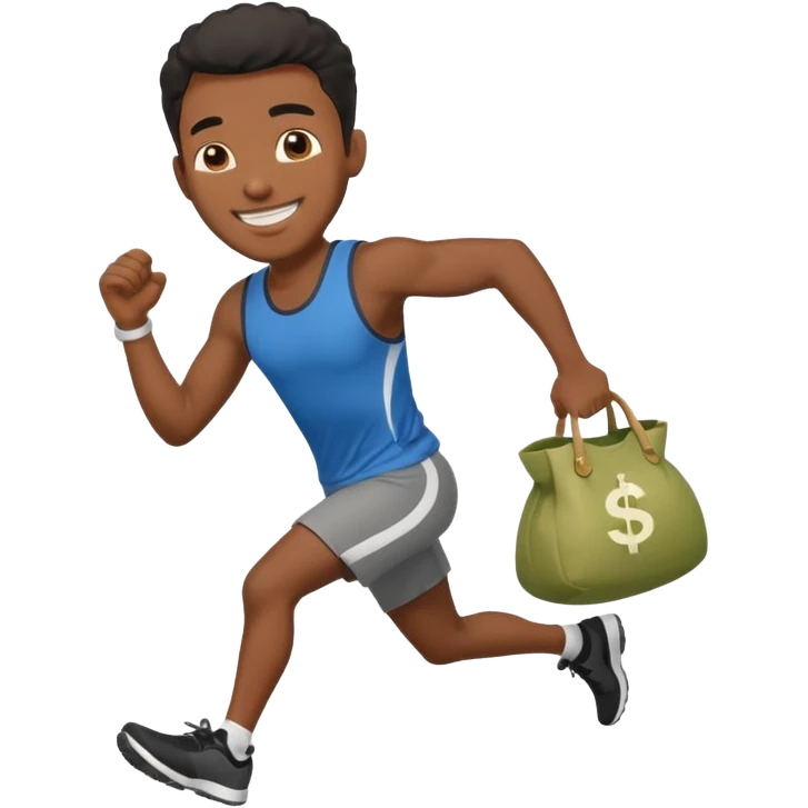 Black Man running with moneybag emoji