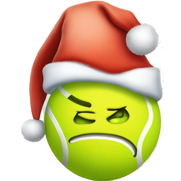 Tennis ball with a face and Santa hat emoji