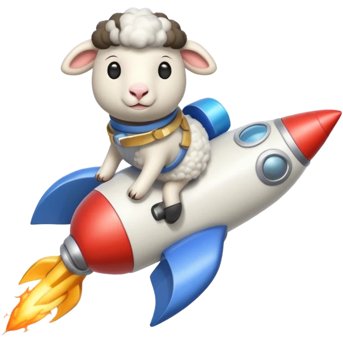 sheep flying on a rocket emoji
