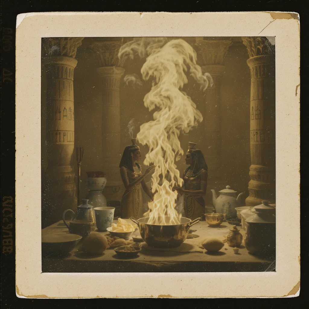 ancient Egyptian cooking scene in hieroglyphic style emoji