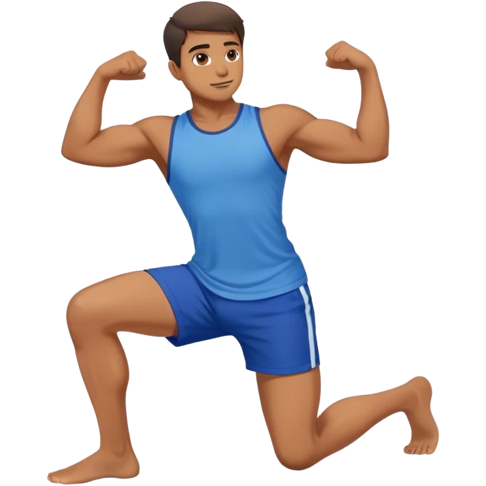 man with blue short Crescent Lunge emoji