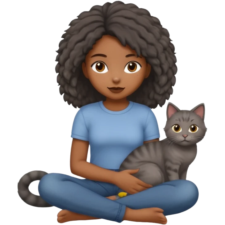 Black girl with grey cat emoji