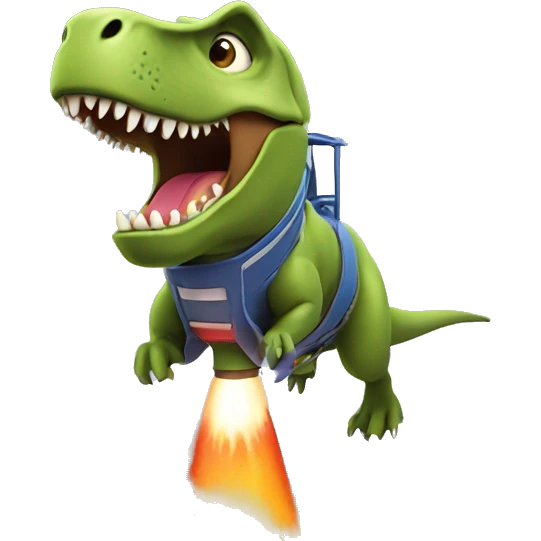 Trex riding rocket emoji