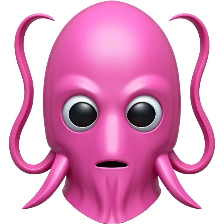 Squid Game pink guard mask with square shape on face, 3D style, smooth and glossy emoji