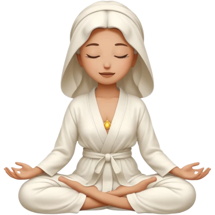 woman meditating in lotus pose, skin tone like the 🧘 emoji, peaceful expression emoji
