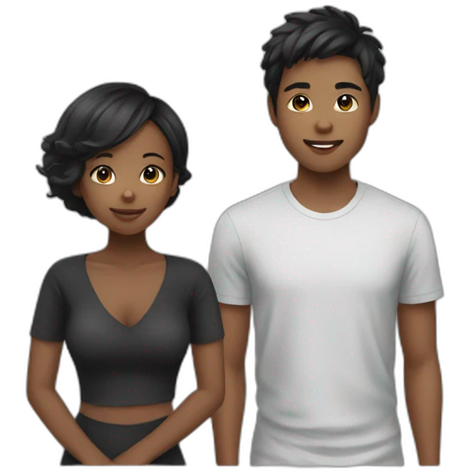 Blackgirl and asian boy emoji