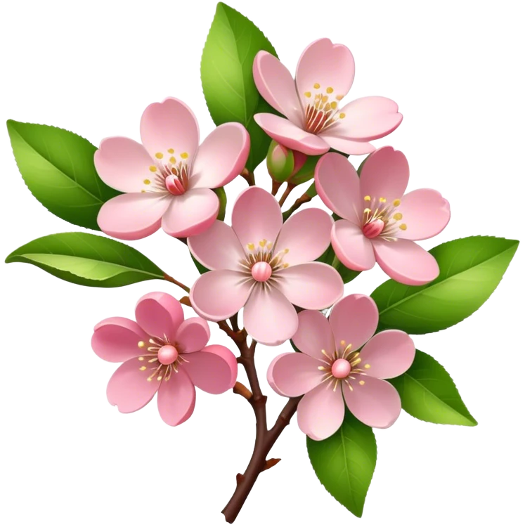 luxuriant bouquet light pink Apple blossom, luxuriant, stem, leaf, bud emoji