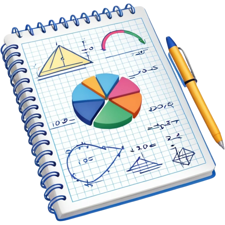 a notebook with lots of mathematical sketches emoji