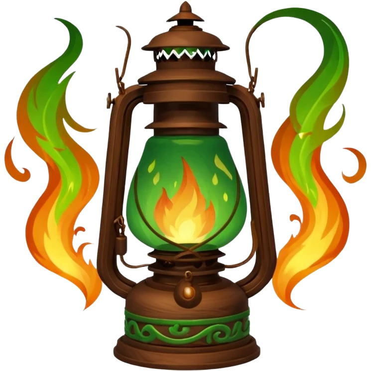 green fire brown lanttern emoji