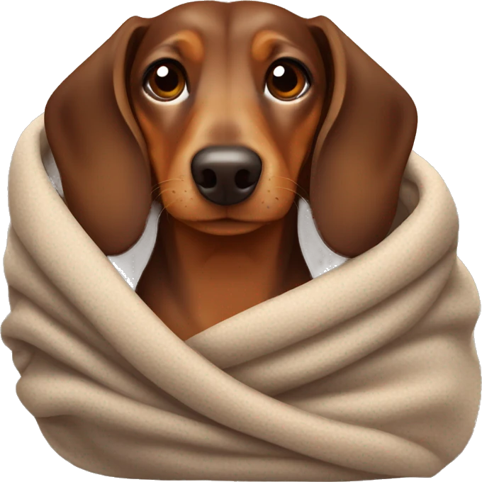 Brown Dachshund wrapped in warm blanket  emoji