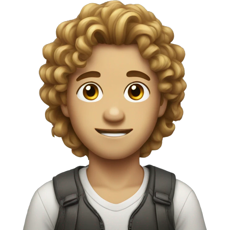 Boy with th hair long and curly emoji