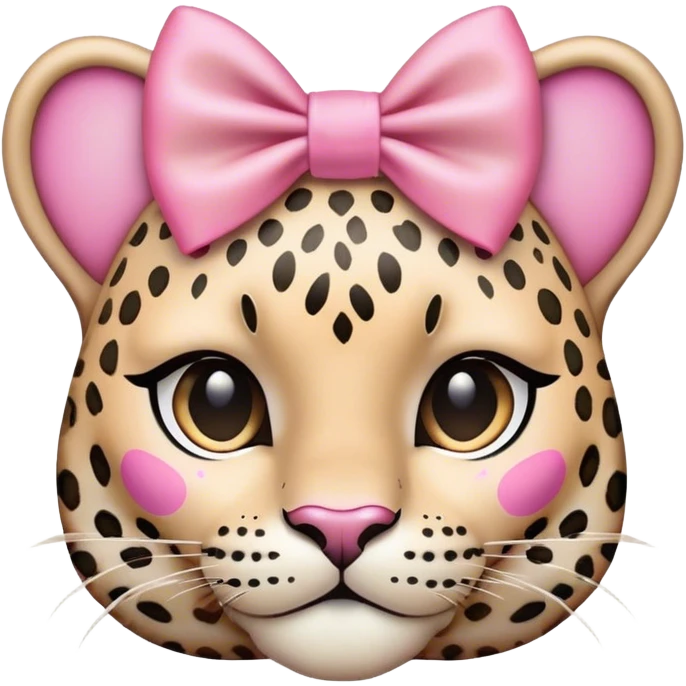 light pink leopard with pink bow emoji