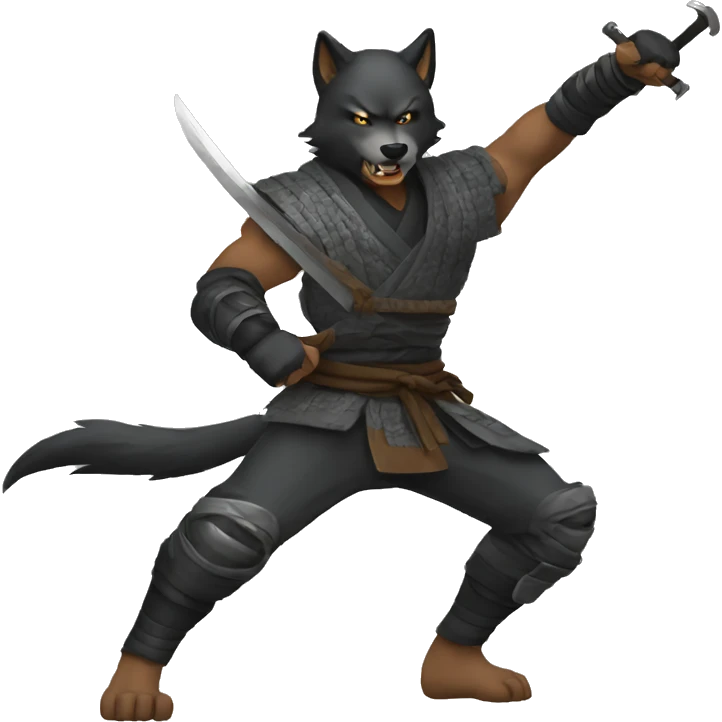wolf  ninja mode fighting emoji emoji