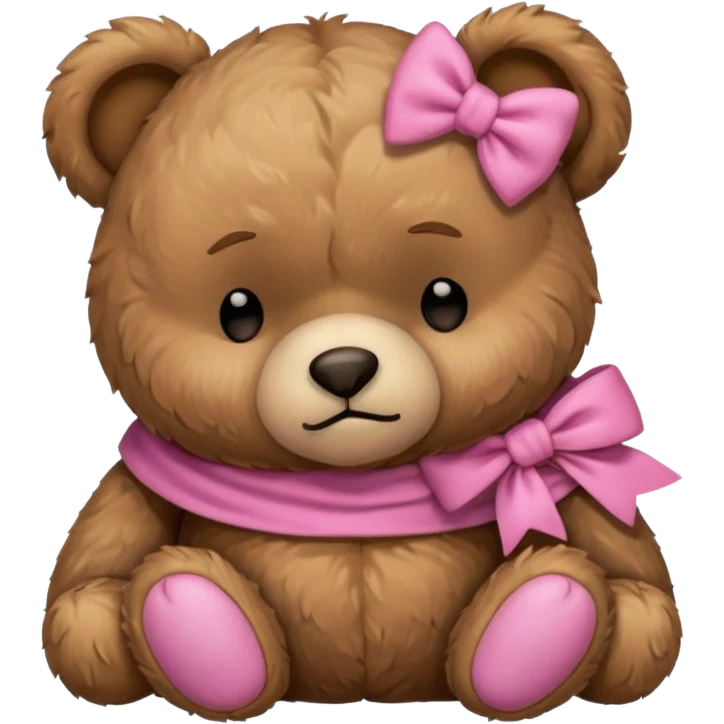 Frowning Sleeping teddy bear wearing pink bow emoji