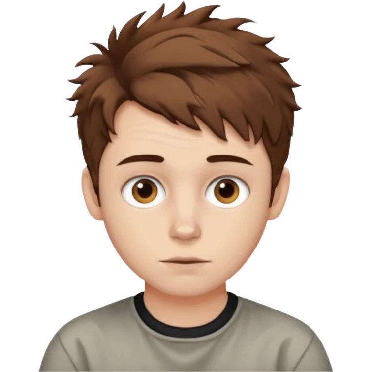 Create an emoji of YouTuber DavidMC's face - he has hair with short sides but a messy top, it is brown. It is not super curly and he has white skin emoji