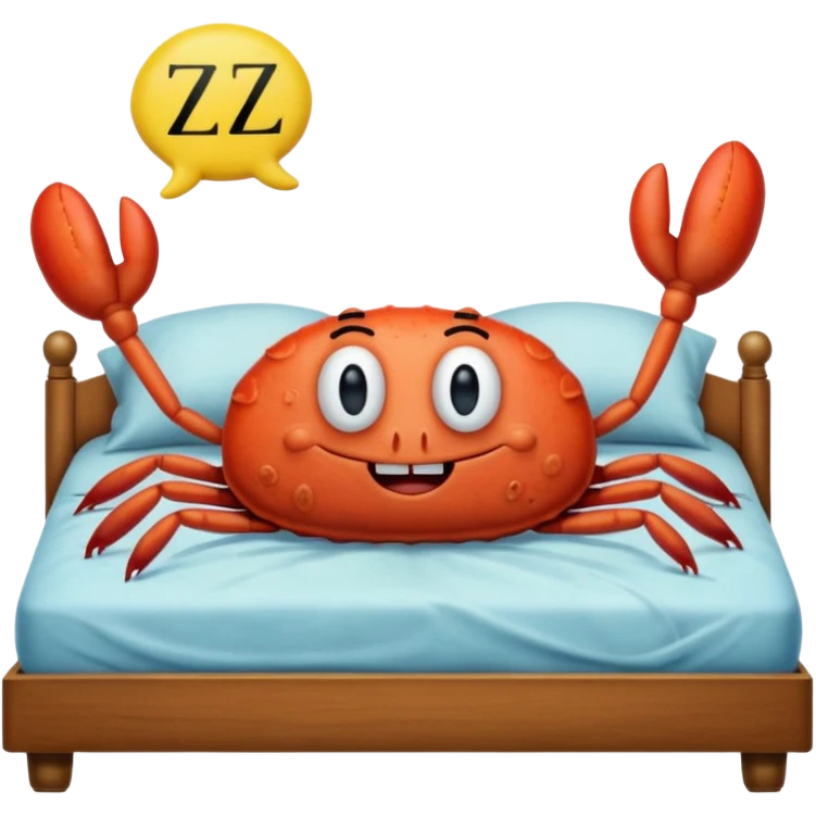 misters Krabs from SpongeBob sleeping in a bed and there floating zzz signs emoji