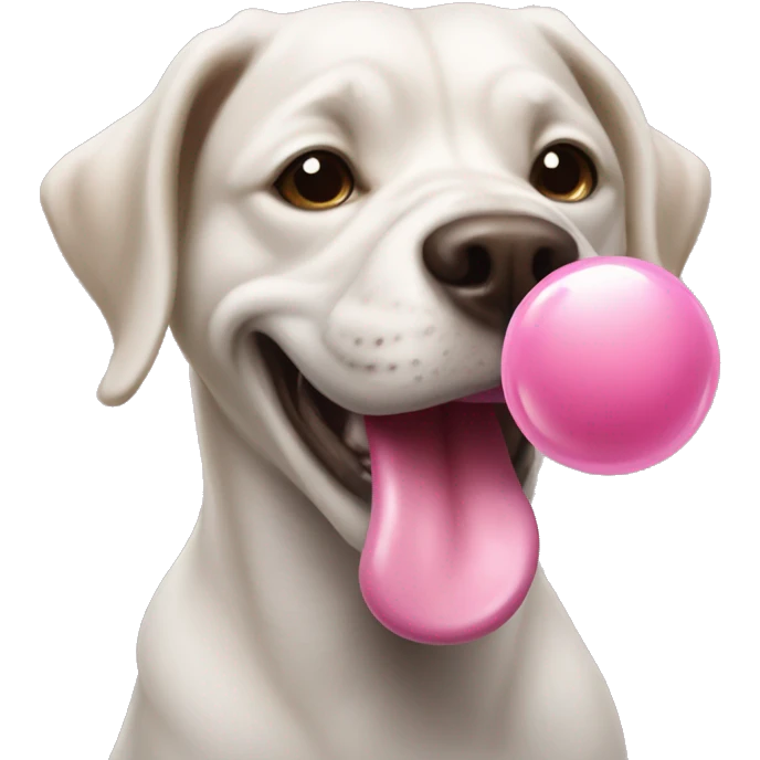 dog chewing a bubble gum emoji