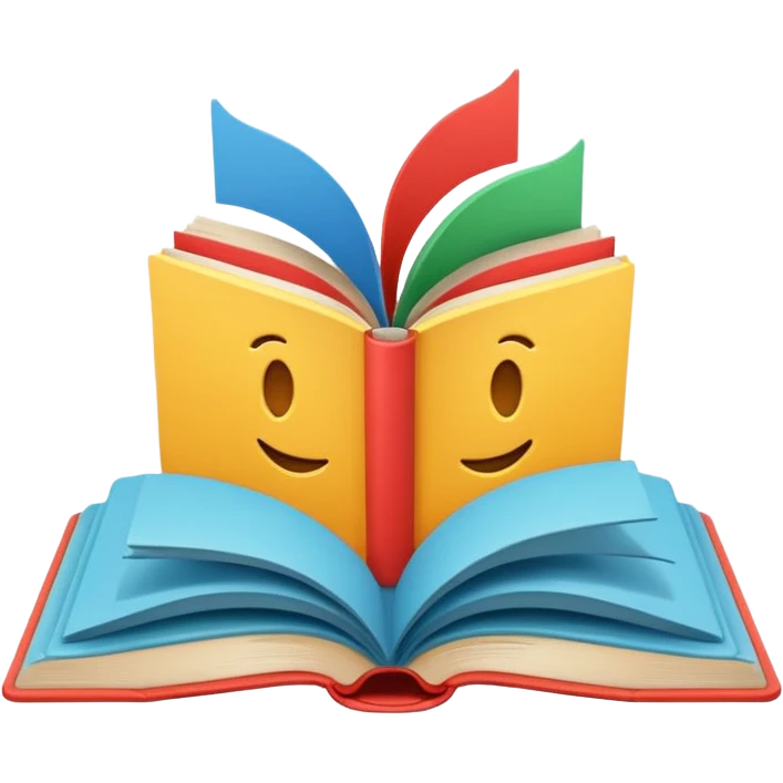 A minimalist emoji-style icon representing wordplay — symbolizing creativity with language. It features an open book or speech bubble merging with playful letters or word fragments, forming a clever visual pun. emoji