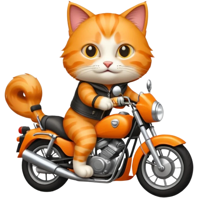 the cat is driving a motorbike emoji