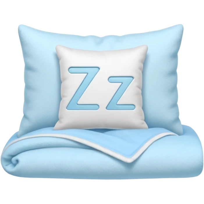 fluffy white pillow with light blue ZZZ symbols floating above it, soft blanket folded nearby, cozy and calm, flat minimal design, pastel colors, transparent background" emoji