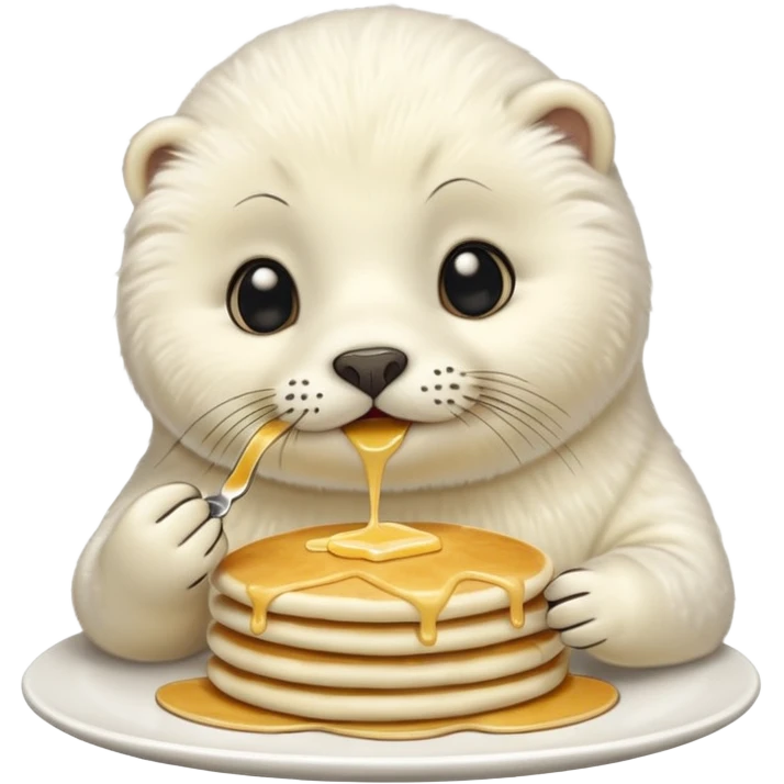 SnowWhite seal eating pancakes emoji