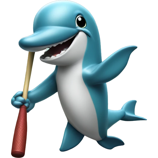 dolphin holding a baseball bat  emoji