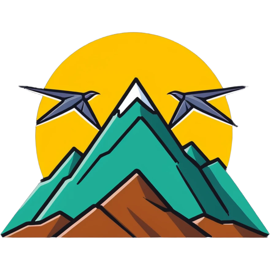 eight-pointed star with wide wings and mountain silhouette in center emoji