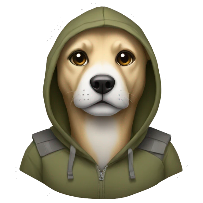 Dod wearing a hoodie emoji