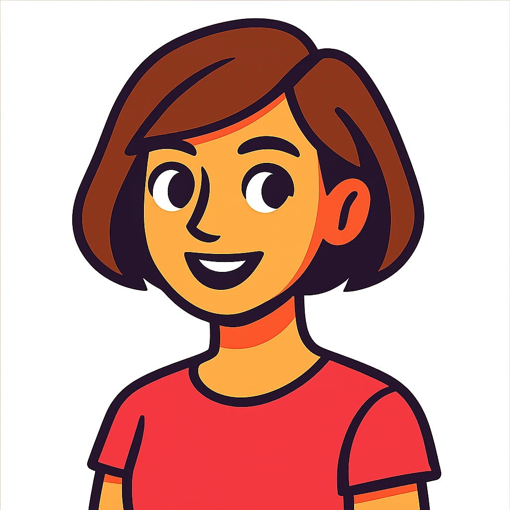 woman with short brown hair in vibrant toon style emoji