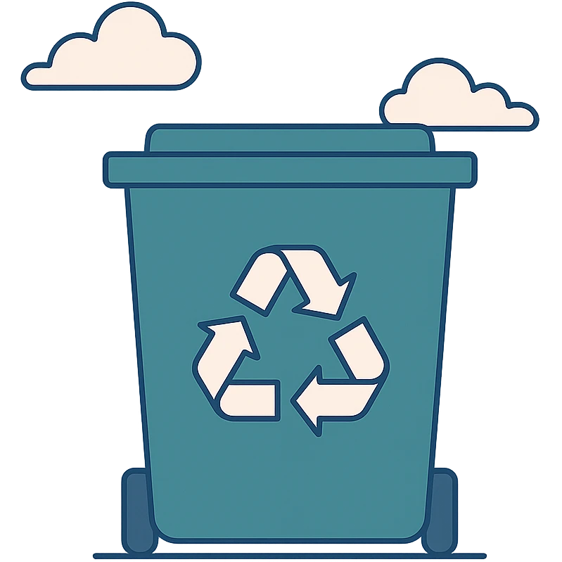 green recycle bin, flat color illustration emoji