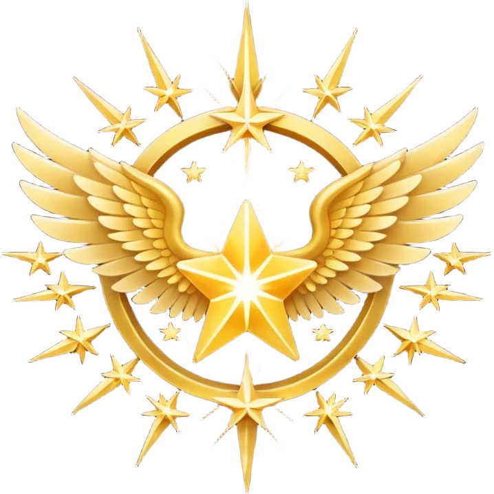 An image with wings on a star based on the star and wings of the basic emoji of the iPhone. emoji