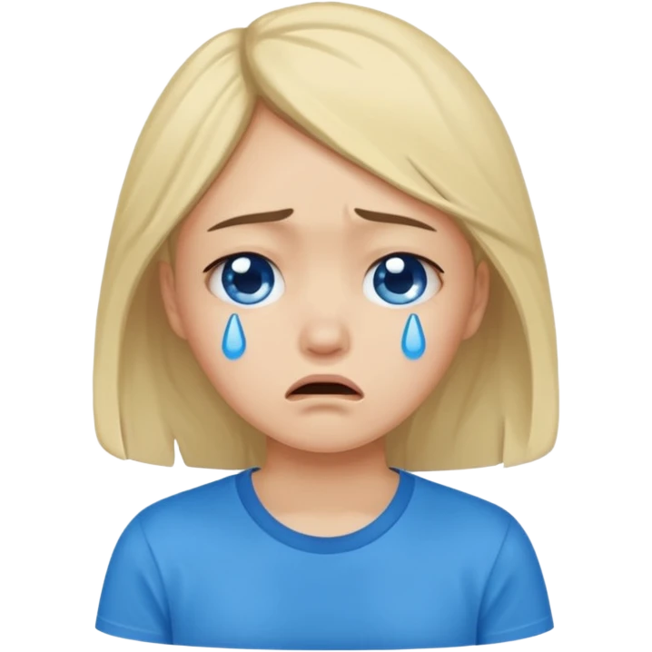 sad girl crying with blue tears wearing a blue tshirt emoji