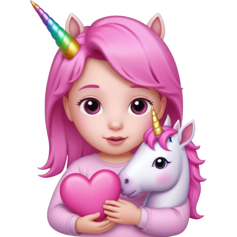 Kalp tutan bebek pembe unicorun emoji