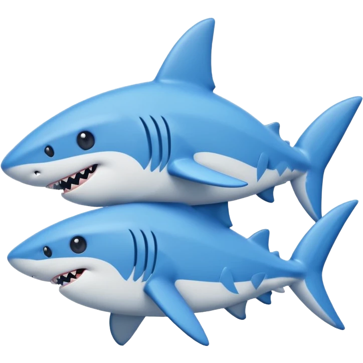 two sharks hugging, emoji style, small pixel size emoji