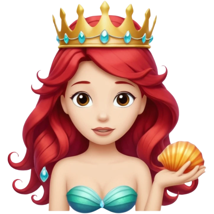 princess Ariel with a seashell crown emoji