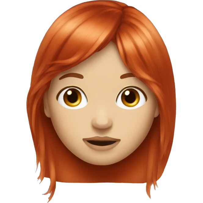red head girl long hair curtain bangs emoji
