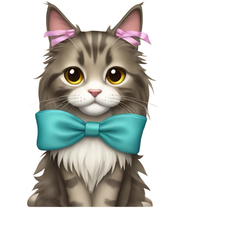 Maine Coon girl with bow emoji