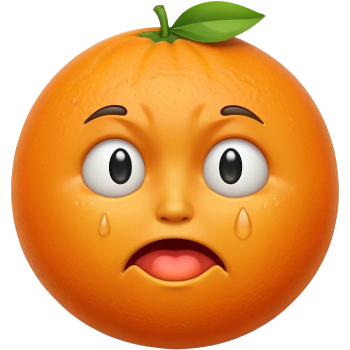 Orange with crying face emoji
