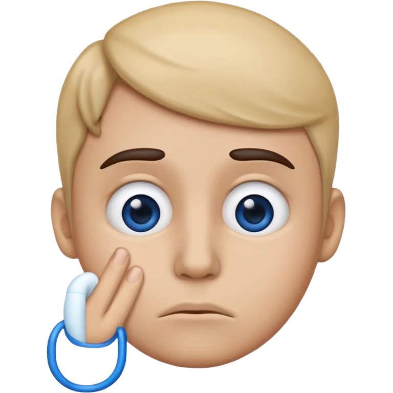 Blue emoji keeping hand in lip emoji