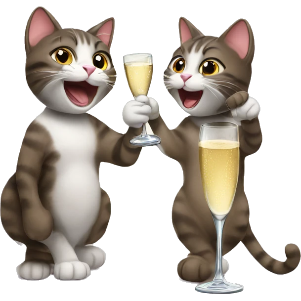 two cats cheers champagne emoji