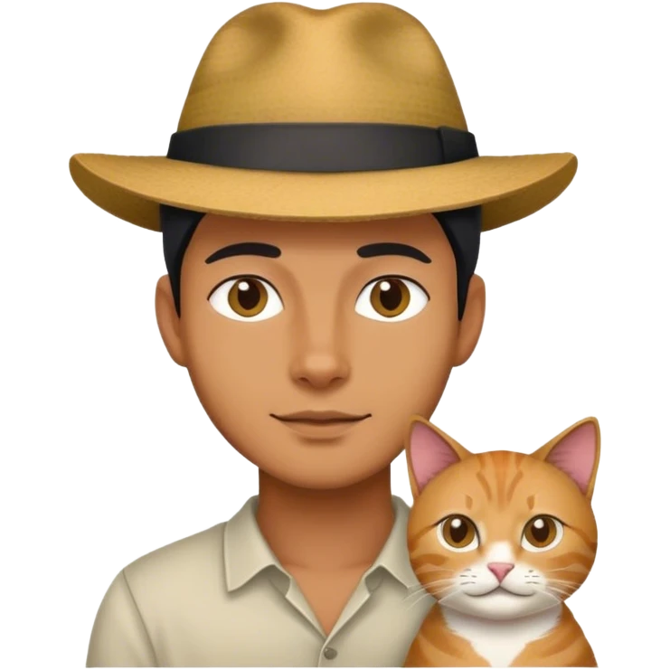 A man with an hat who has cat's form emoji