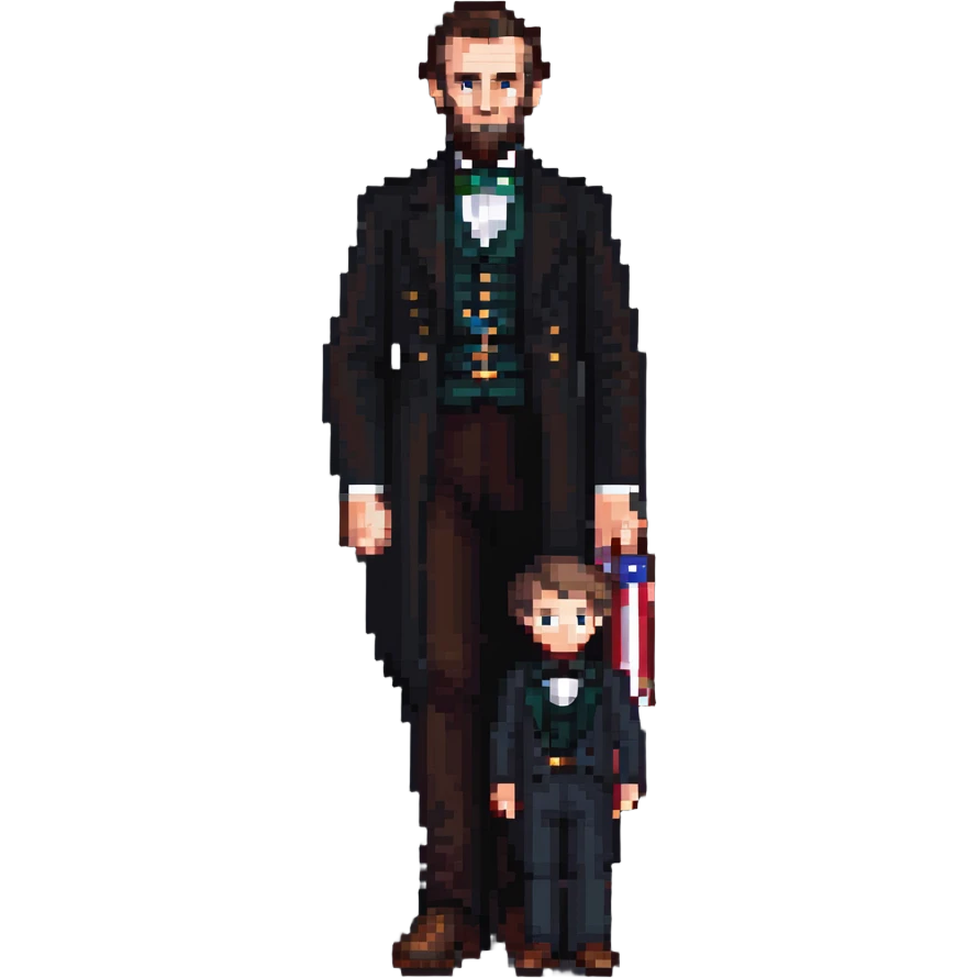 Abraham Lincoln stepping on Stephen Douglas in pixel art style emoji