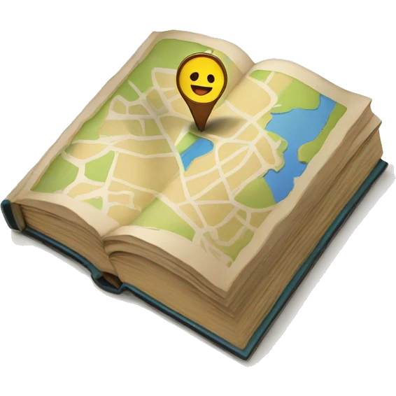 map pin in an open book emoji
