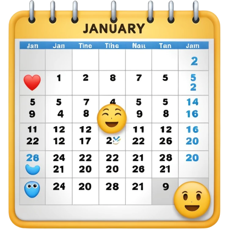 January calendar flat emojy style just writte Jan 2026. More flat style Just JAN 2026 should be on it. No need for days , shoujdbe JAn 2026 written in the middele of the icon emoji