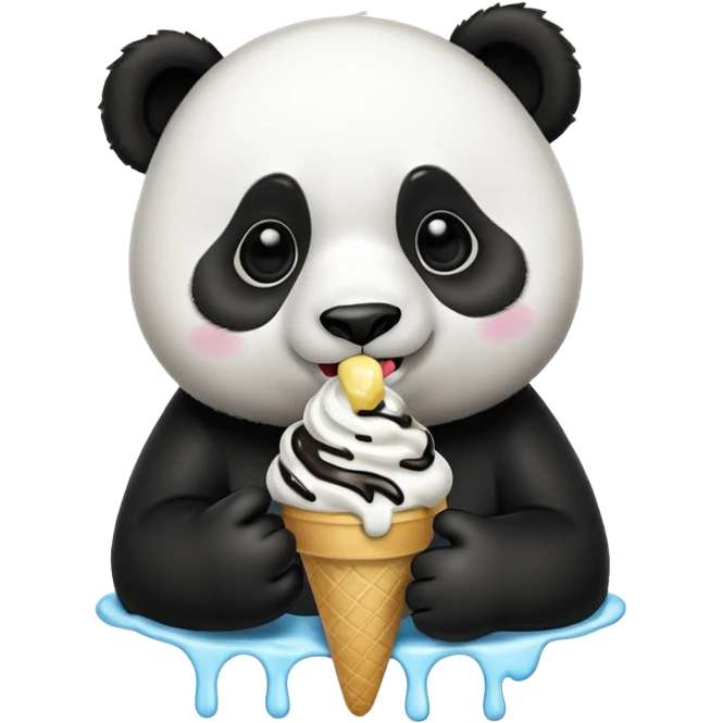 Panda eating ice cream emoji